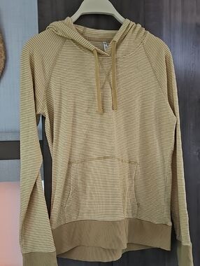 Kuhl Women's Striped Waffle Hoodie in Light Mustard